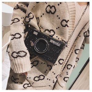 Camera sparkly clutch with removable strap ✨